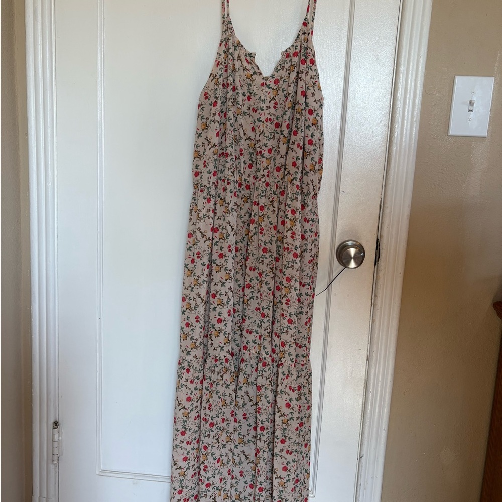 Floral Maxi Dress in Cream and Red